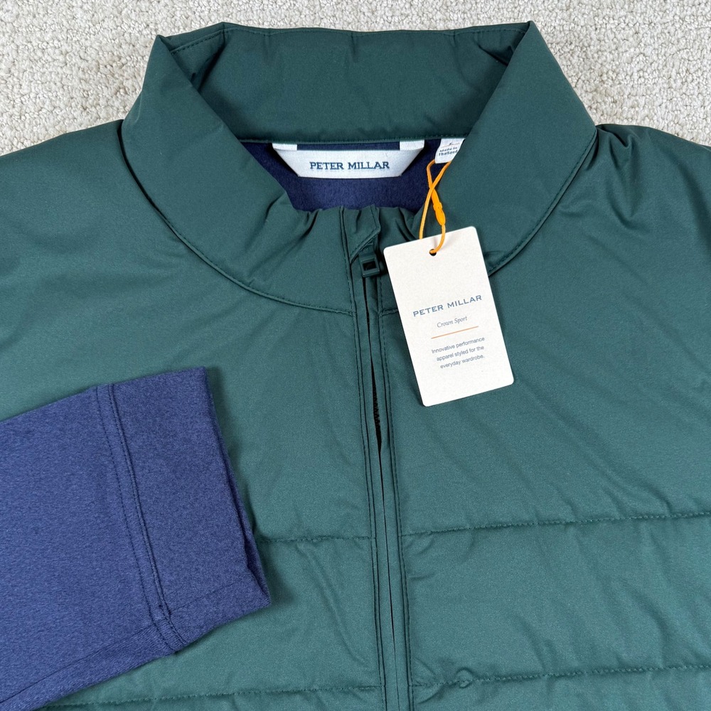 NEW Peter Millar Mens Large Green Merge Fleece Quilted Hybrid Jacket MF25EZ13